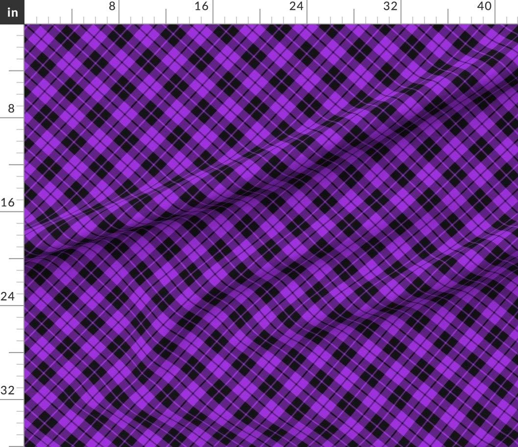 Spoonflower Fabric - Purple Black Tartan Plaid Printed on Petal Signature Cotton Fabric Fat Quarter - Sewing Quilting Apparel Crafts Decor