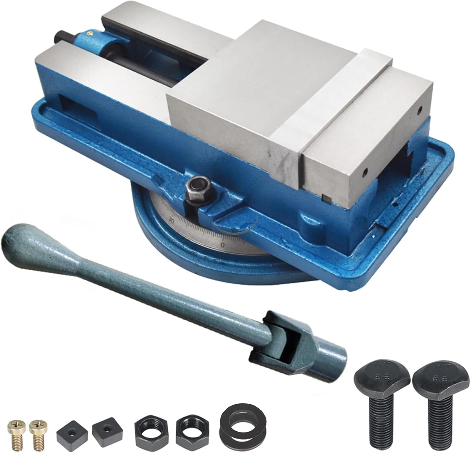 kimllier 6 Inch Heavy Duty Accuracy Milling Machine Lengthen Vise Ductile Iron Accuracy Lock Down Vise with 360 Degree Swiveling Base Fit for Finishing Milling Drilling Machines Accuracy Parts