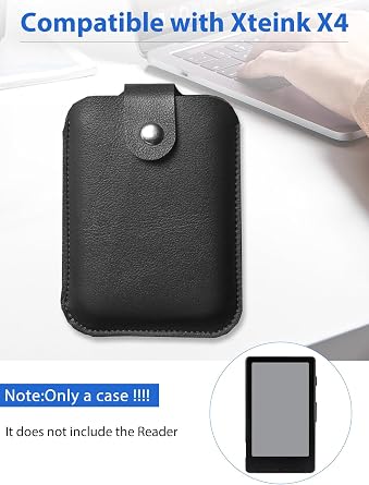 for Xteink X4 /X4 Pro 4.3 / X3 E-Reader PU Leather Carrying Case, Shockproof Protective Cover with Snap Button Closure, Water-Resistant Anti-Scratch Travel Pouch (Black)