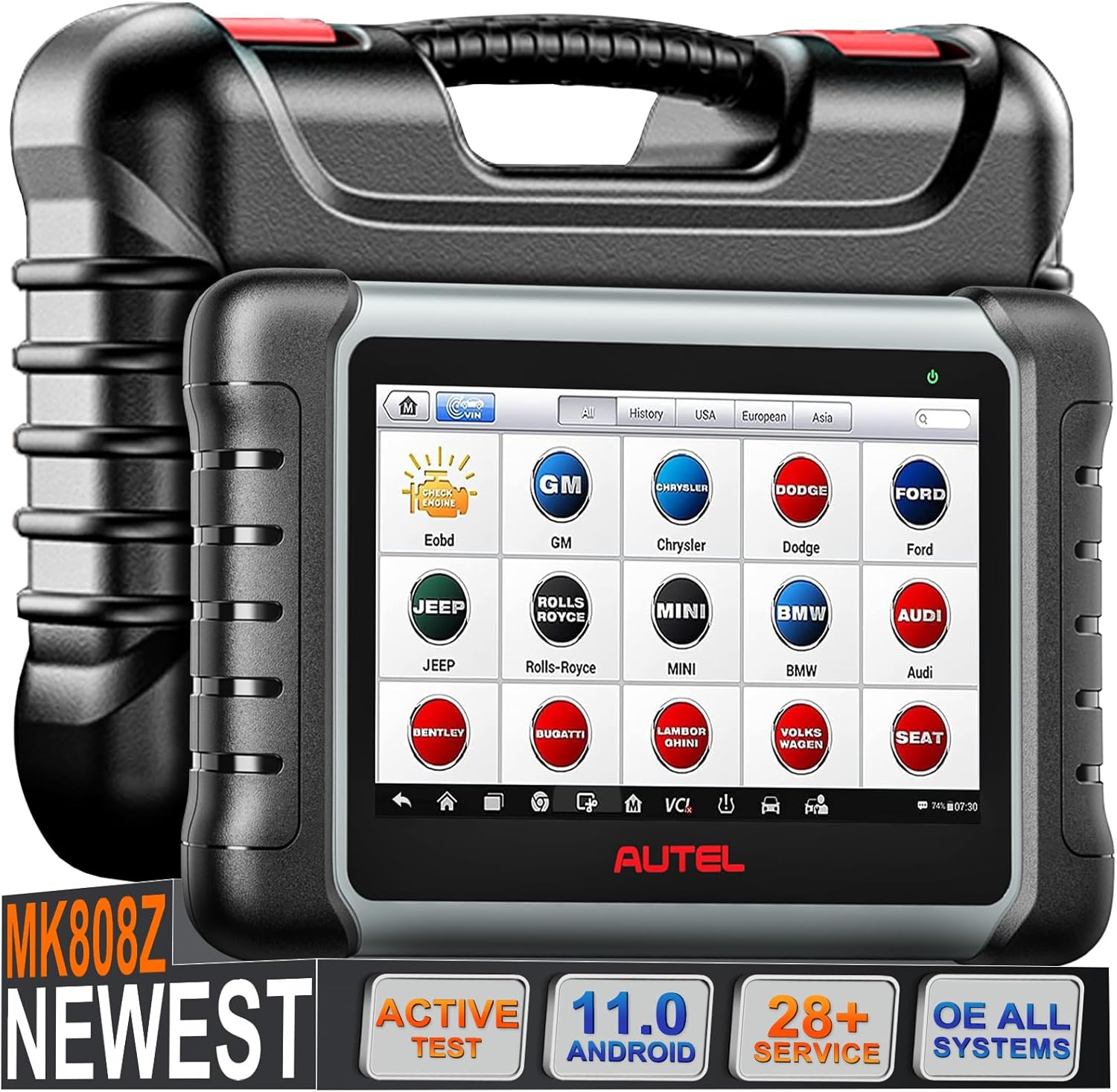Autel Scanner MaxiCOM MK808Z: 2026 Bidirectional Scan Tool as MK808BT Pro MX808S OBD2 Scanner, 28+ Resets, Active Test, All System Diagnostic, Injector C0ding, Escaner Automotriz,Work as MX900 MK900BT