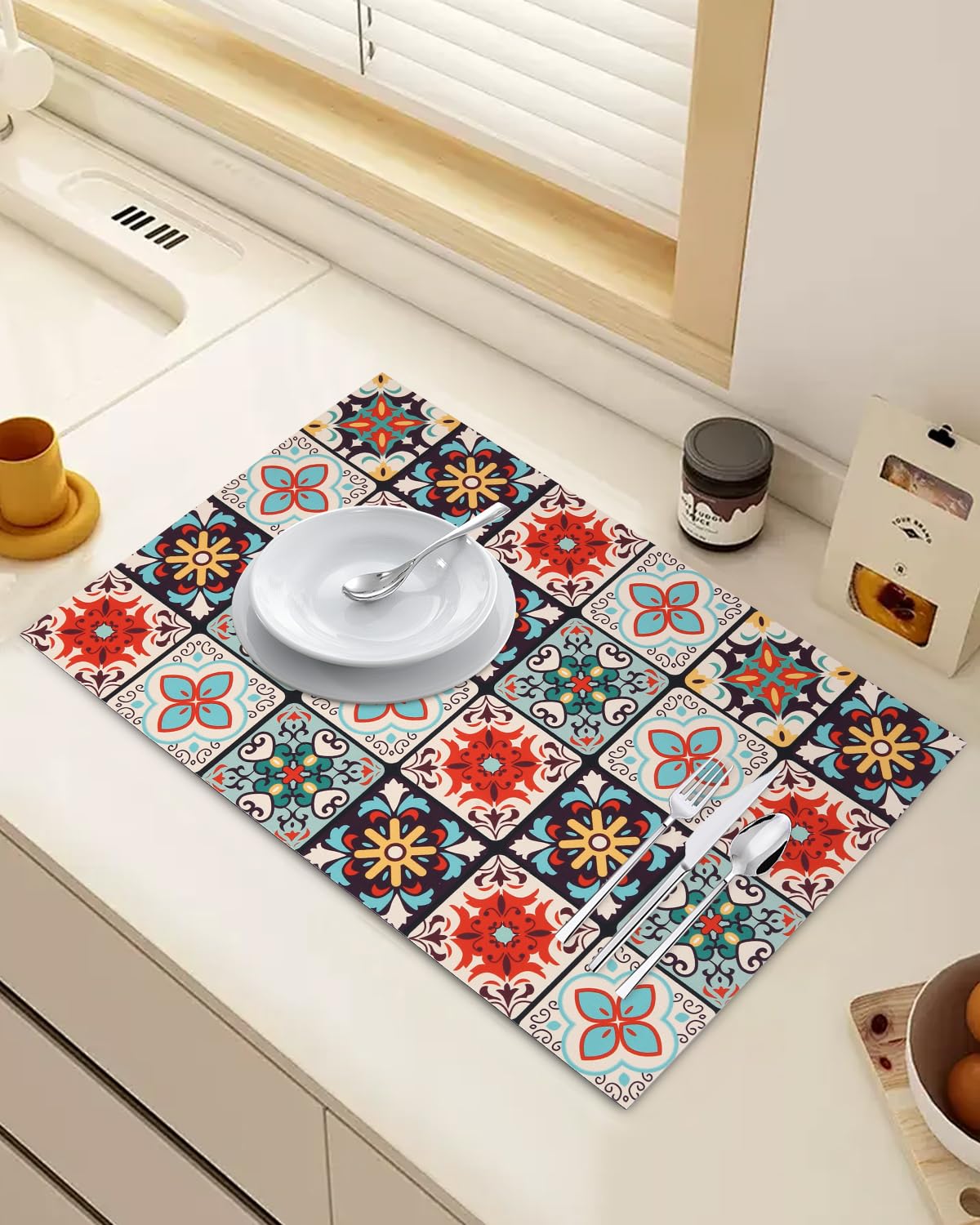 Tappetino Drenante Per Cucina Assorbente E Antiscivolo - In Schiuma Di Diatomite, 30x50 Cm, Con Spugna Inclusa