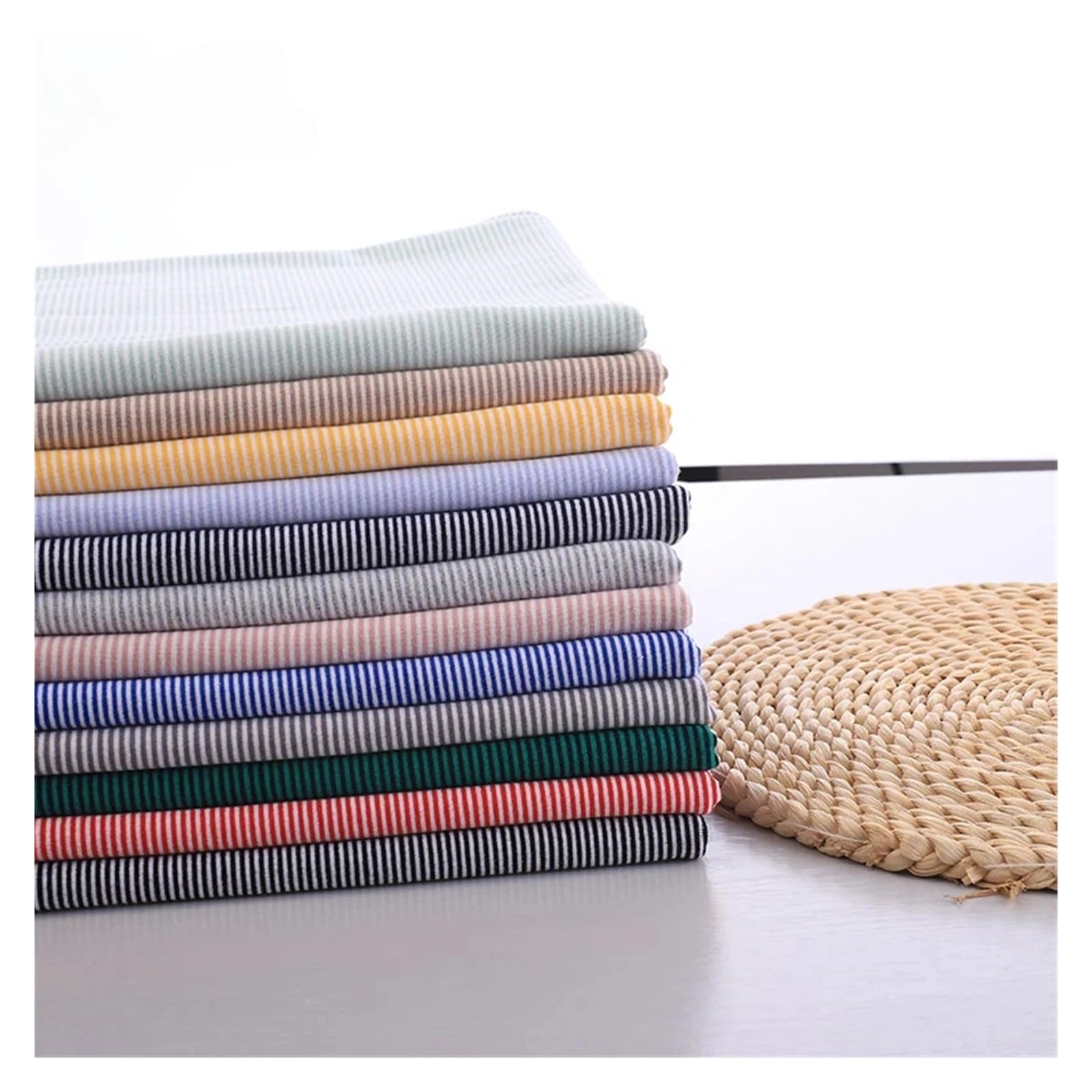 Tela a Rayas por Metros Algodón Tejido de punto a rayas | Elástico de algodón puro de 1mm for coser ropa, telas hechas a mano DIY(Bdby093,50cm 170cm)