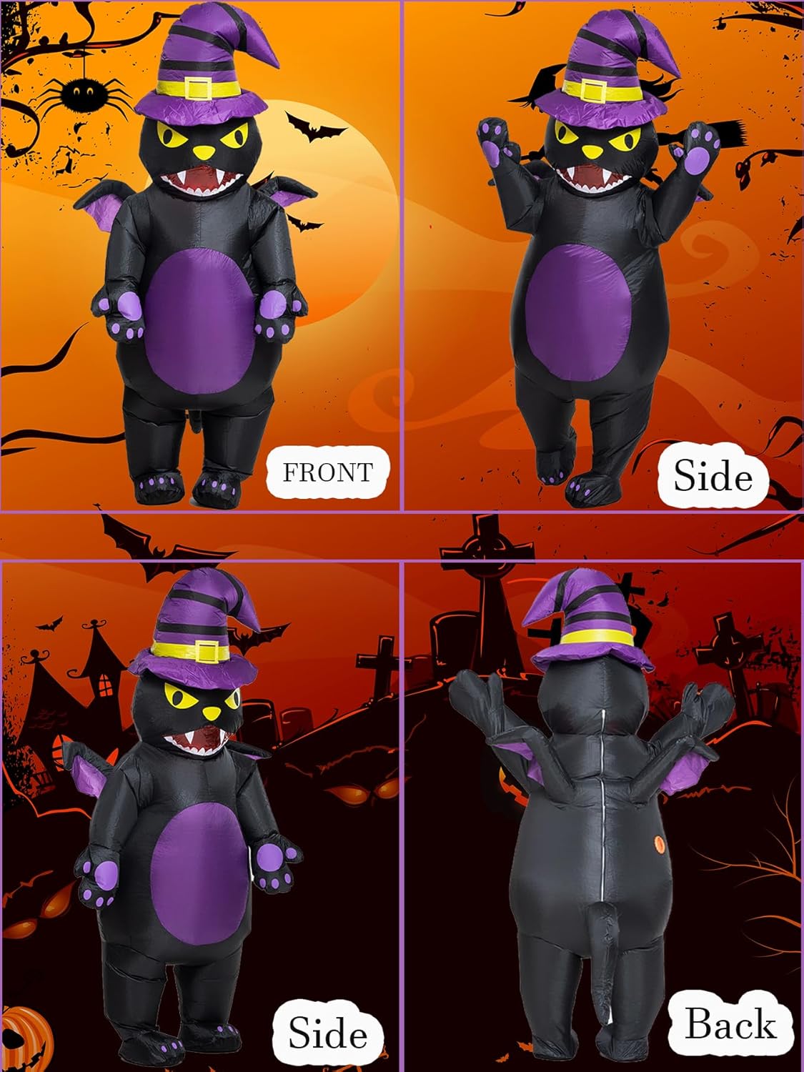 Inflatable Cat Costume for Adult Witch Blow up Costumes Men/Women Funny Halloween Cosplay Costume Outfit