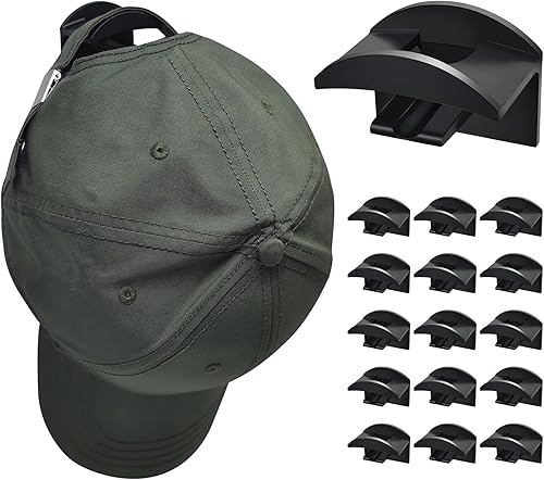 ZZQJSAW Ganchos adhesivos para sombreros de pared, paquete de 16, diseño minimalista de perchero para sombreros, sin taladrar, fuerte adherencia,