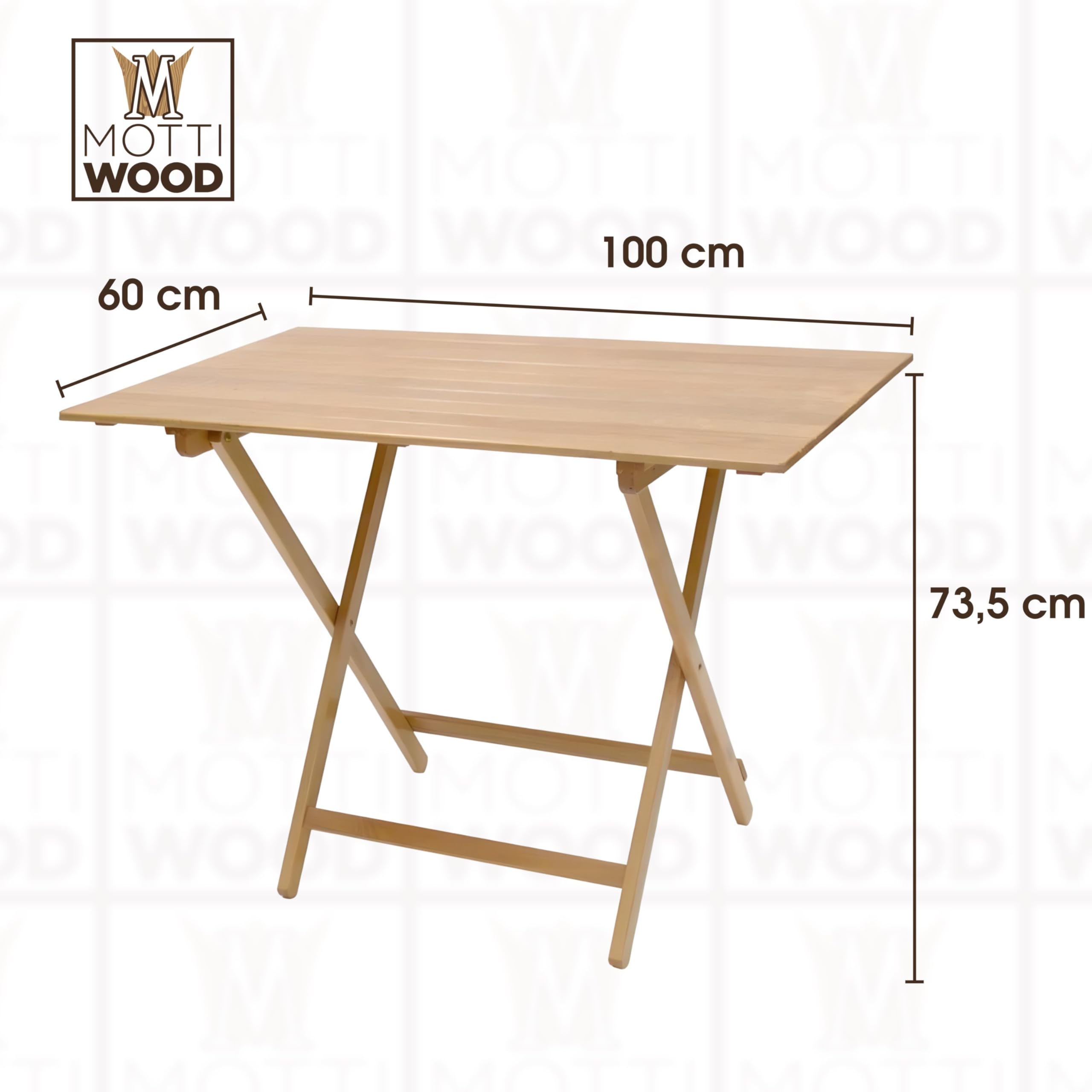Tavolo Pieghevole 100x60x73.5cm Legno Faggio Salvaspazio Made in Italy