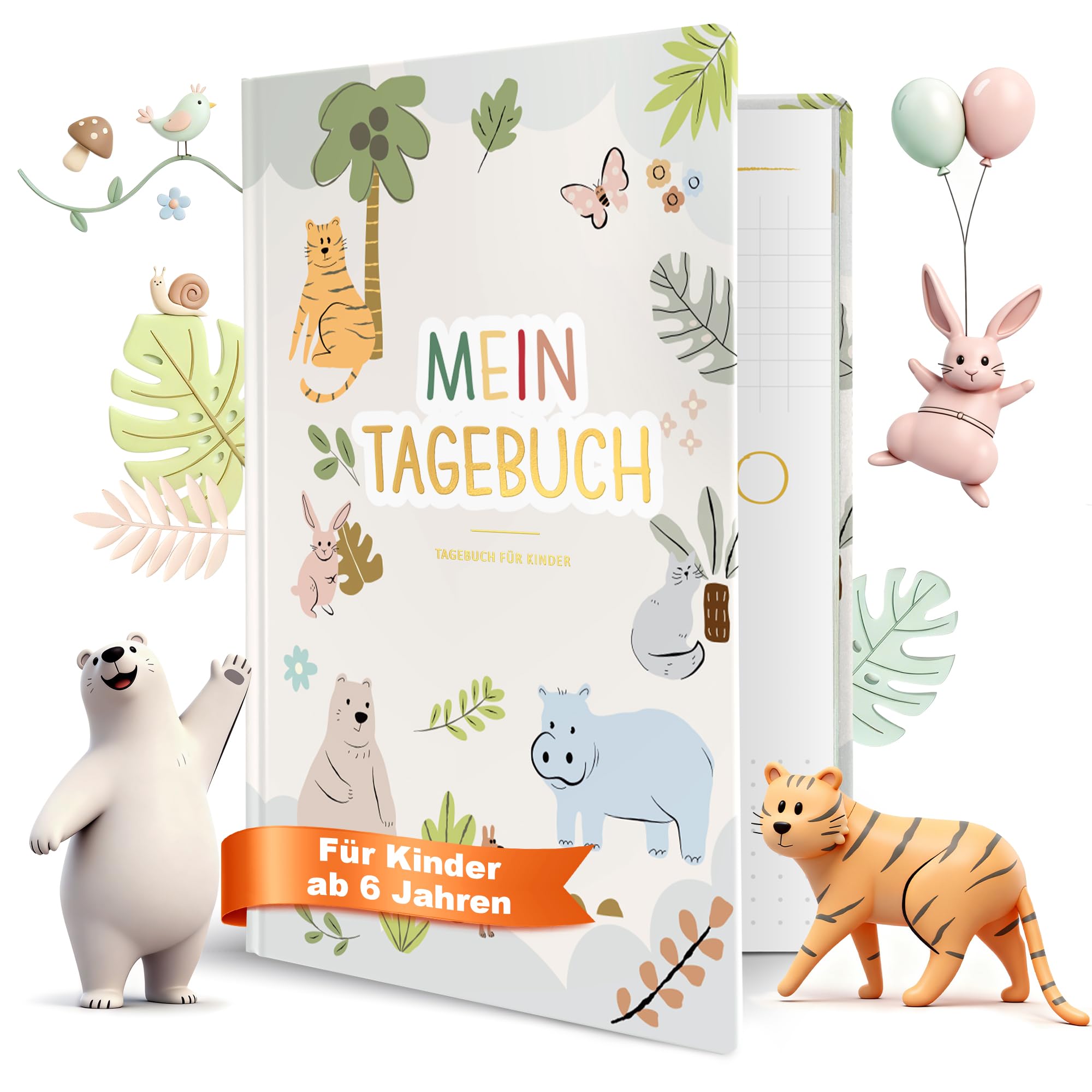 BIROYAL 5-Minuten Gefühlstagebuch Kinder 6-12 Jahre - Tagebuch Mädchen & Jungs - Gefühle Buch Kinder für Emotionen verstehen, Dankbarkeit erlernen, Vertrauen aufbauen - Dankbarkeitstagebuch Kinder