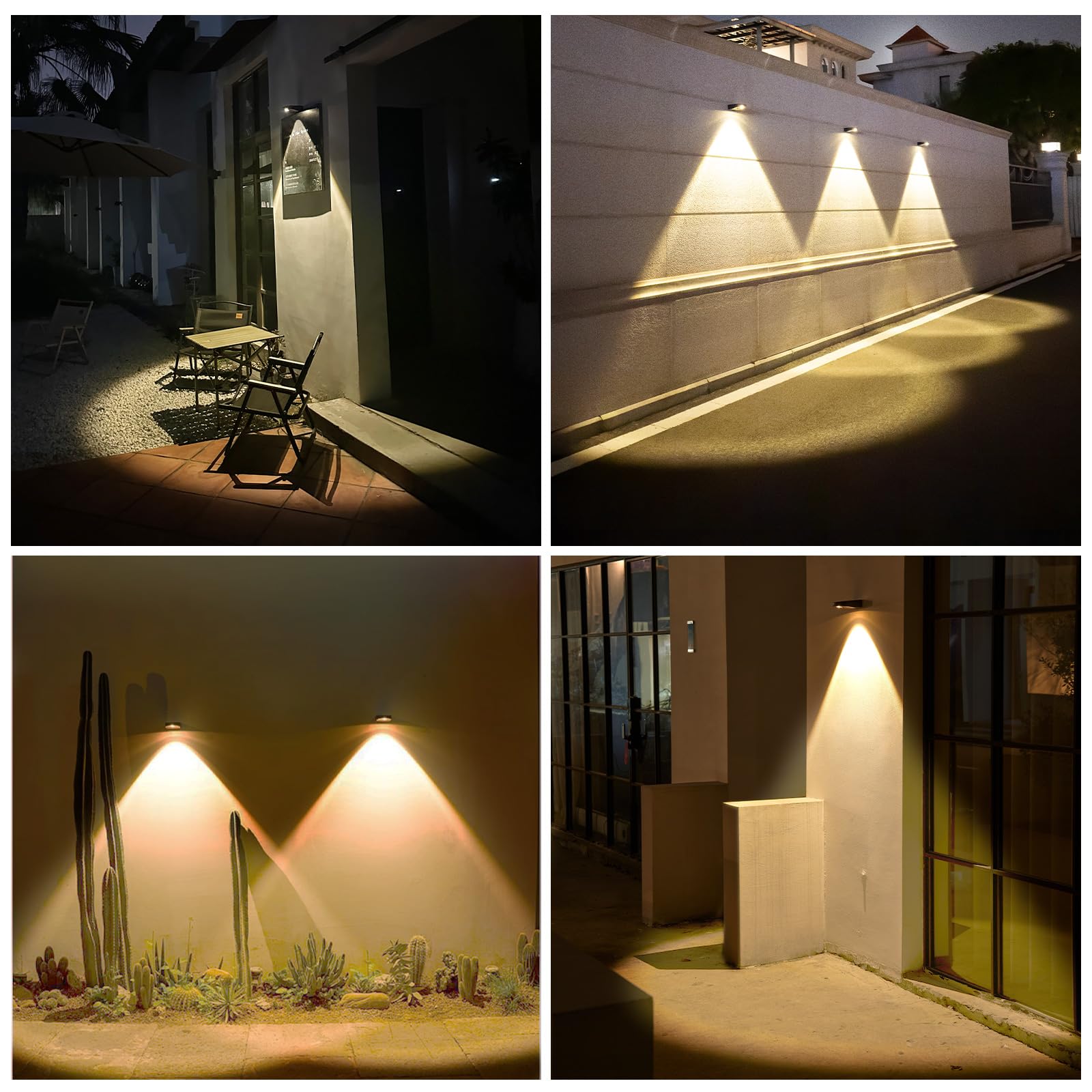 Mrzxy Solar-Zaunlichter, helle Wandleuchte, Dämmerung bis Morgendämmerung, wasserdichte Solarleuchten für Hausnummer, Garage, Veranda, Außenwand (warmweiß, 2 Stück)