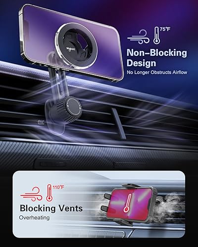 Miniatura 4 de volport Soporte magnético para teléfono para ventilación de automóvil, no bloqueante Soporte de teléfono de automóvil para iPhone MagSafe, soporte