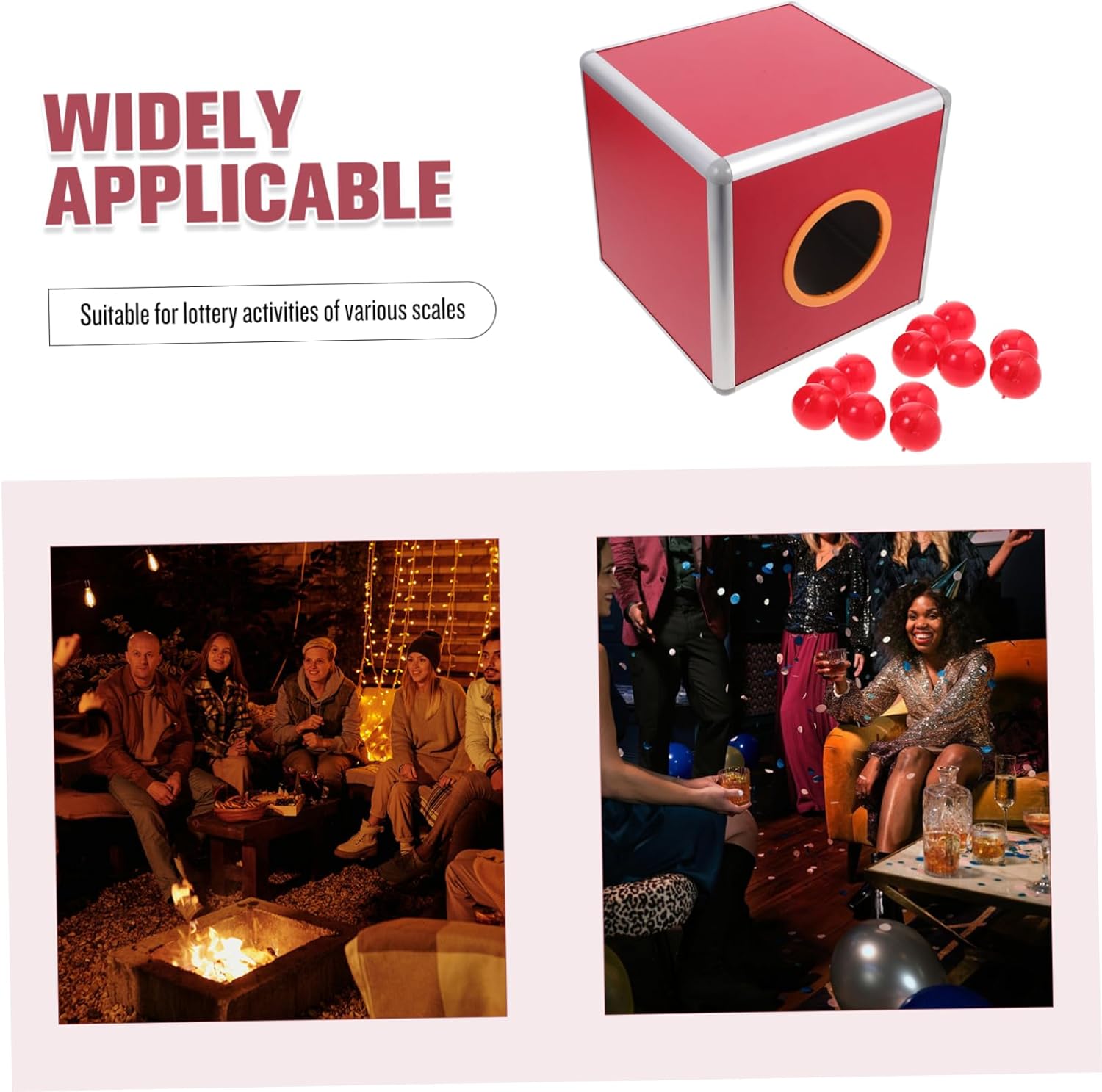 Raffle Red Cardboard Donation Voting Container for Fundraising Events and Parties Includes Red Balls for Engaging Participation