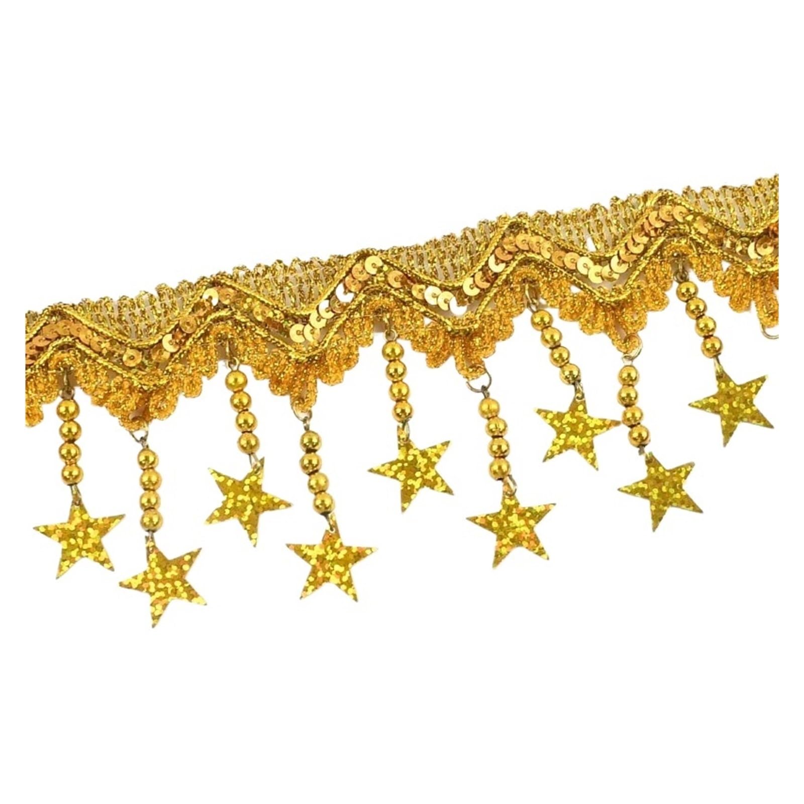 Cenefa con flecos y abalorios Borla colgante de lentejuelas | Borlas de encaje vestido de baile latino decoración cordones ropa cortina materiales de costura(Gold-85mm,10Meters)
