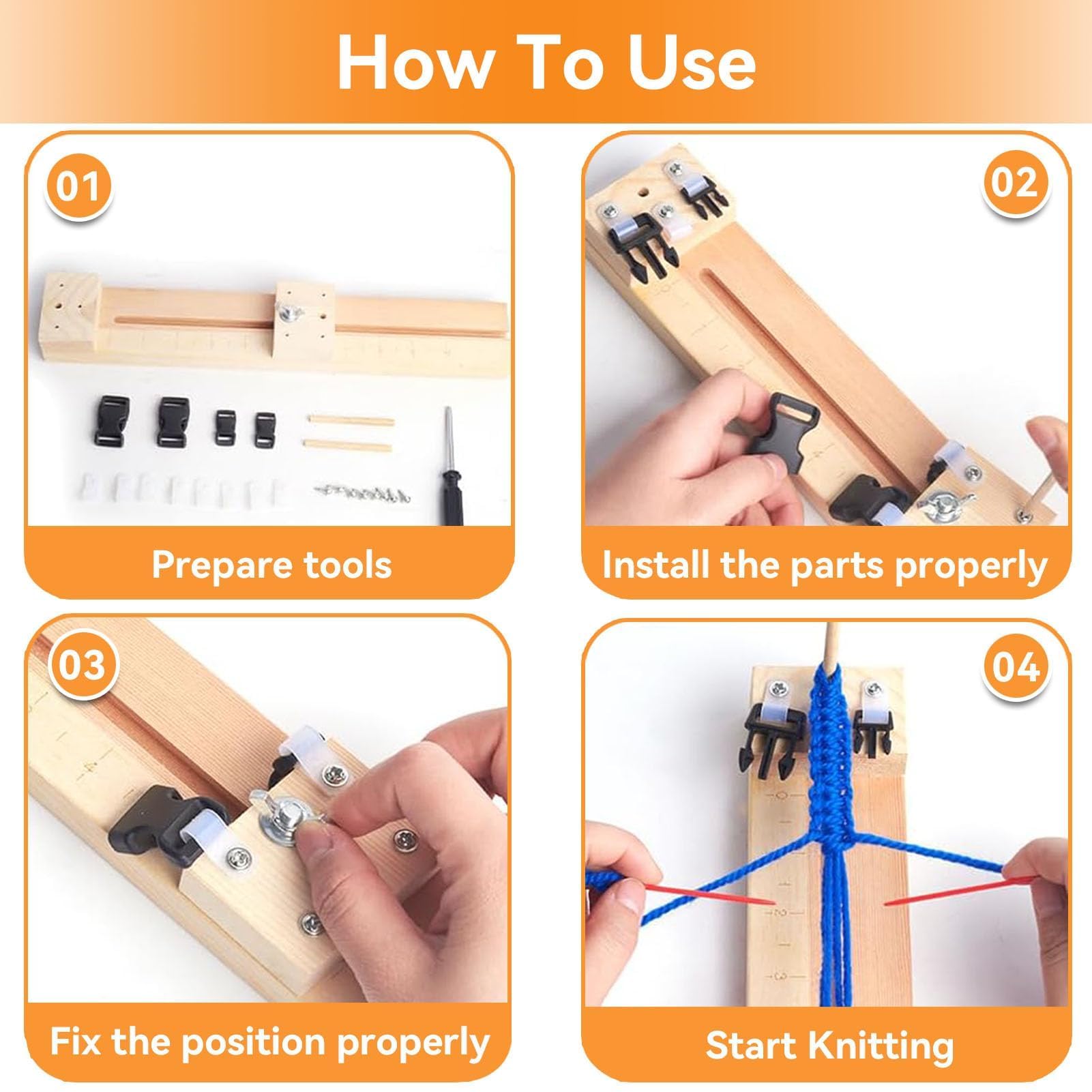 Kit de bracelets en paracorde avec jig en bois réglable - Kit de nouage de bracelet pour