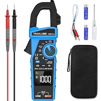 Clamp Meter Multimeter 1000A AC/DC Current TRMS Amp Meter Clamp Multimeter | AC/DC 1000A Current & 750V AC/1000V DC Voltage, Cap/Freq/Resist/Temp, NCV/VFD/LoZ, Inrush, Flashlight, Data Hold & Max/Min