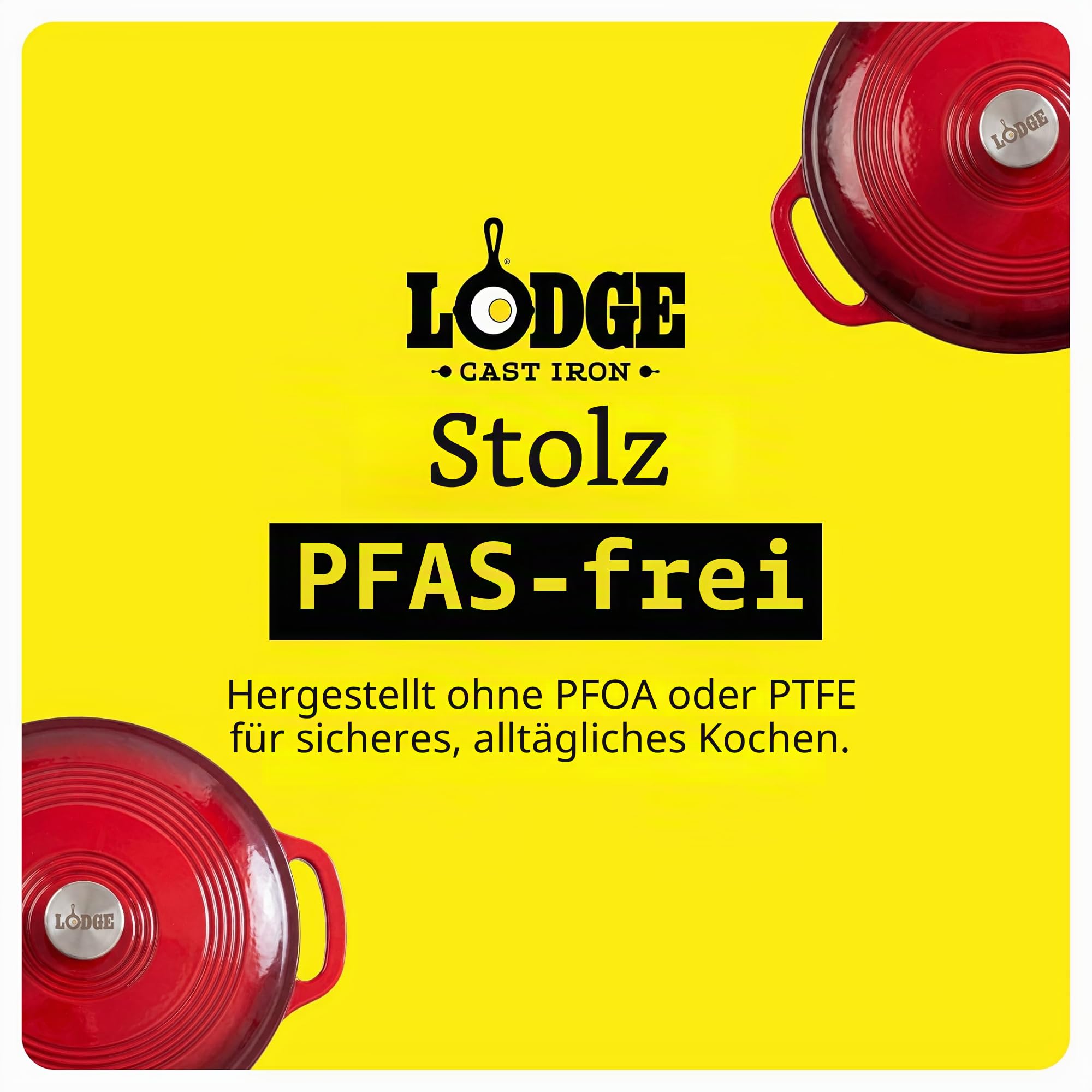 Lodge Ovaler Schmortopf aus emailliertem Gusseisen mit Deckel, Doppelgriffe, ofenfest bis 260 °C oder auf dem Herd, zum Marinieren, Kochen, Backen, Kühlen und Servieren, Island Spice Red