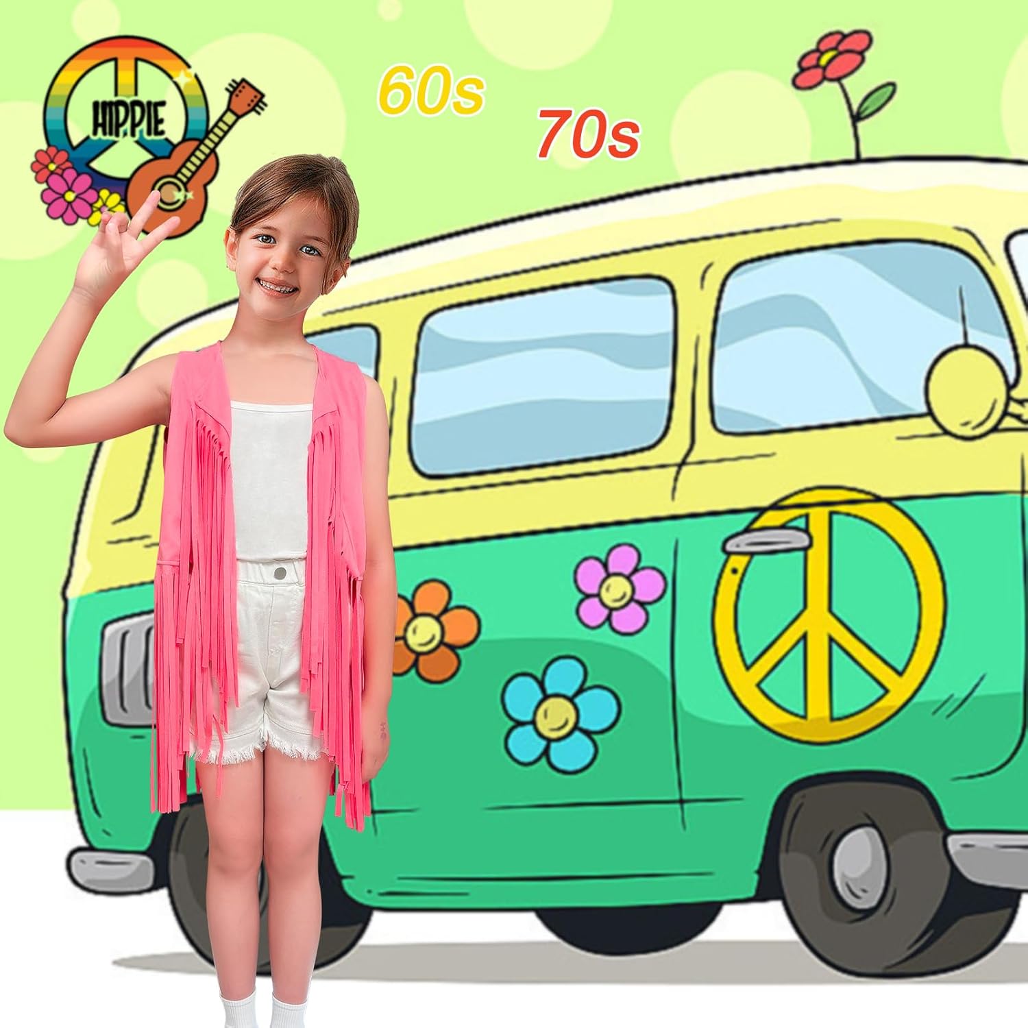 Girls Kids Fringe Vest Sleeveless Western Cowgirl Vest 60s 70s Hippie Faux Suede Tassels Jacket for Kids 5-12Years - Image 5