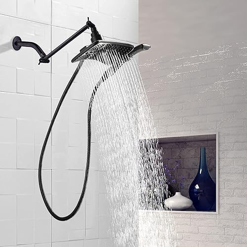 Miniatura 5 de BRIGHT SHOWERS Juego de cabezal de ducha con cuatro ajustes de pulverización y manguera de ducha de mano de acero inoxidable extra larga de 69