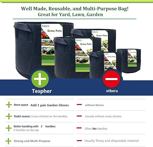 Miniatura 7 de Paquete de 3 bolsas de cultivo de plantas de 30 galones resistentes (24 x 16 pulgadas) macetas de tela reutilizables para tomate, bolsa de patata,