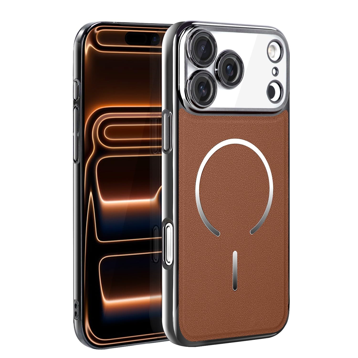 Coque iPhone 17 Pro Max en cuir véritable marron élégante et rigide - 8