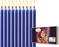 Vista 10 de Juego de 20 velas cónicas de color sólido, velas de cera de parafina sin goteo de 4 pulgadas con mecha de algodón, ideal para bodas, shabat