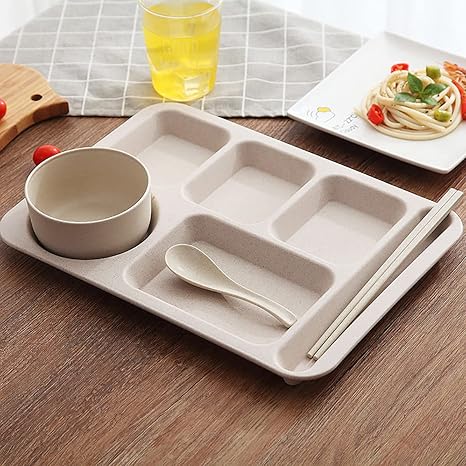 Amazon ランチプレート 深め すくいやすい 仕切り皿 分割プレート小麦プレート 部分プラッタ分割ディナー美濃焼 プレートバランスのとれた食事 プレート大人のための子供 食洗機対応 カーキ 4点セット 仕切りトレイ プラッター オンライン通販