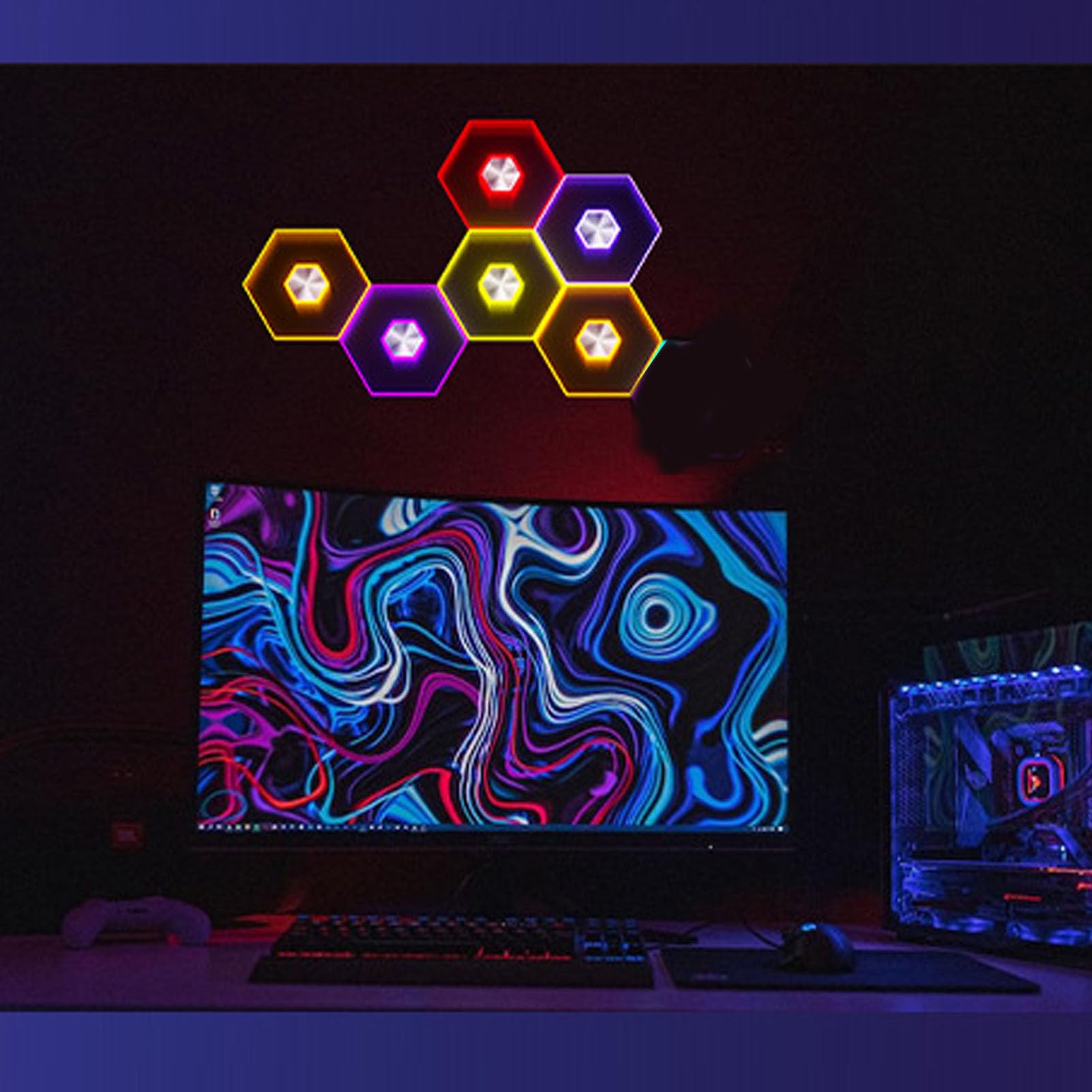 Lampade da Parete Esagonali, Pannelli Modulari Bluetooth Rgb da 6