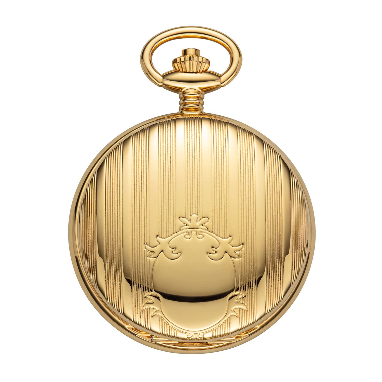 Ruhla Taschenuhr für Herren mit Vergoldete Gehäuse mit Kette aus Edelstahl, mit Sprungdeckel, Gehäusedurchmesser: 42 mm, 82000R8836