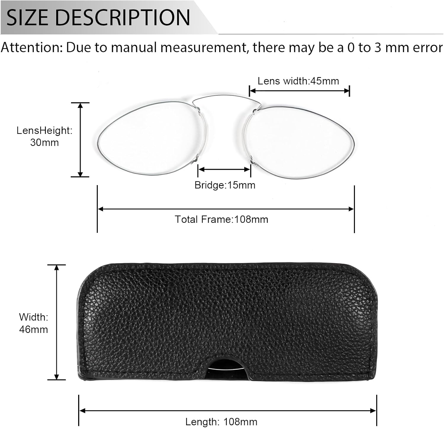 MMOWW 3 Pack Slim Armless Reading Glasses with Portable Cases for Women Men, Pocket Size Small Readers Comfortable Nose Pads
