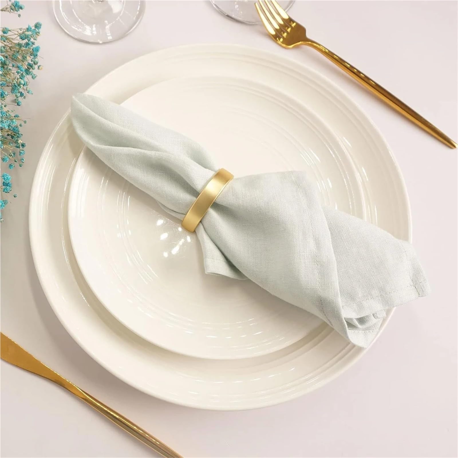 Lot de 36 ronds de serviette en forme de demi-cercle en métal doré pour décoration de table du Nouvel An