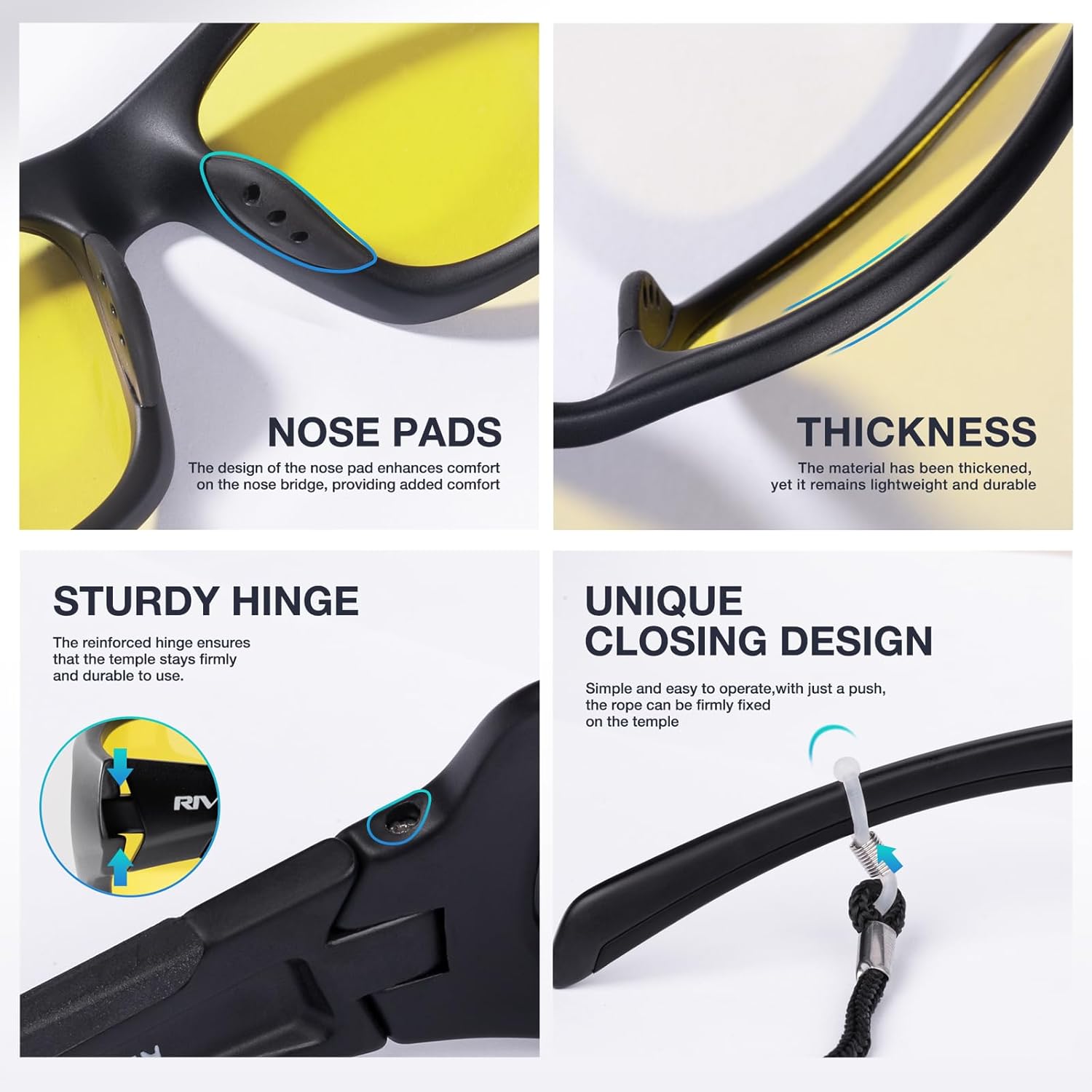 RIVBOS Night Vision Driving Glasses Anti Glare HD Yellow Tinted Sunglasses for Men Women - Image 3