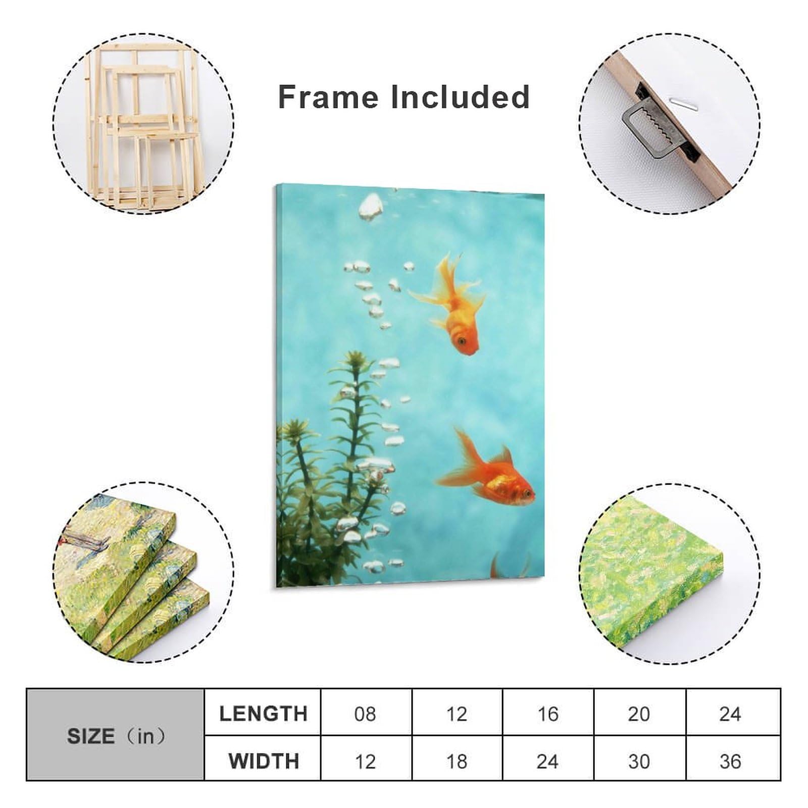 Amazon.co.jp: 絵画 水槽の中の 2 匹の小さな金魚インテリア 絵画