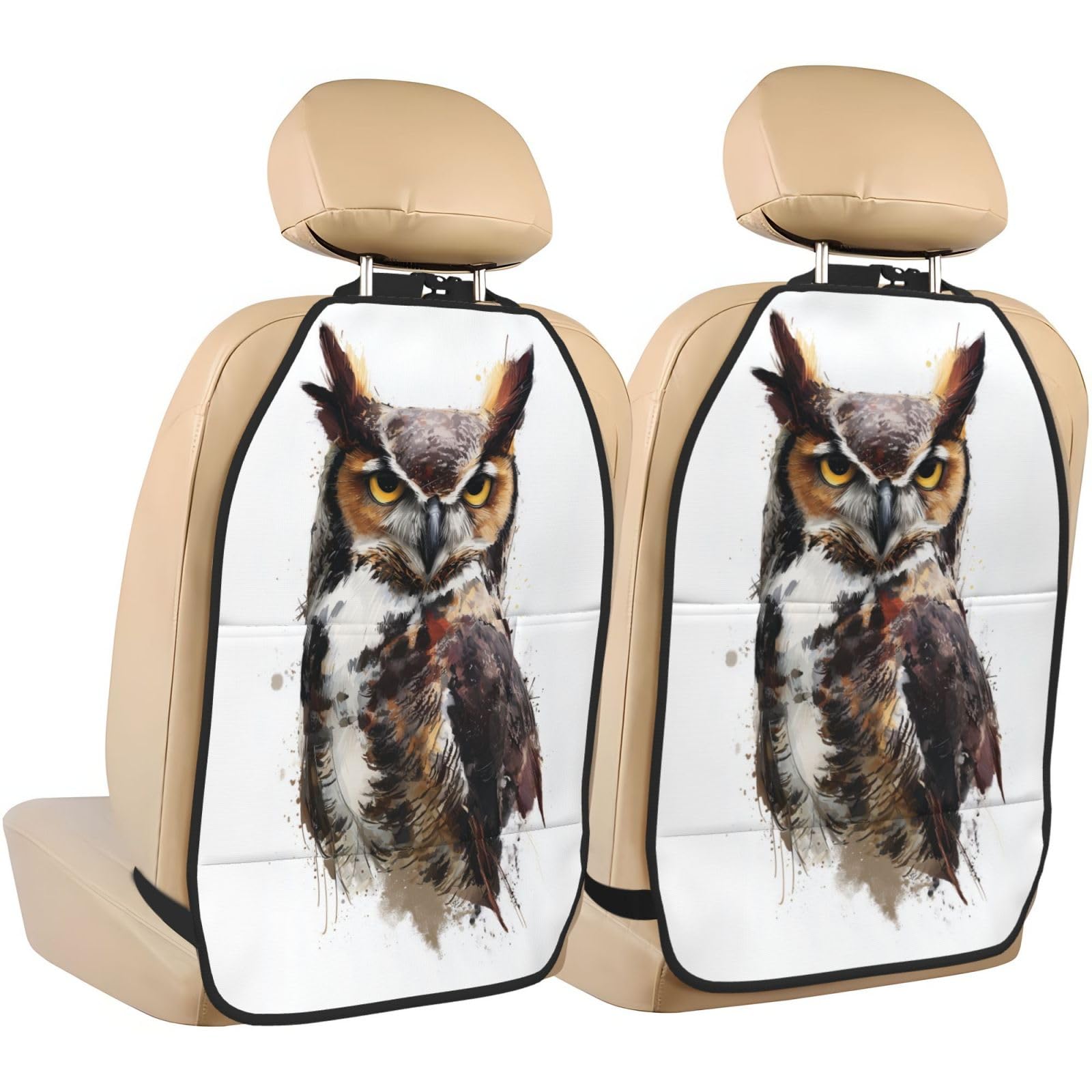 Protectores de asiento de coche con bolsillos organizadores y diseño de búho vintage 8