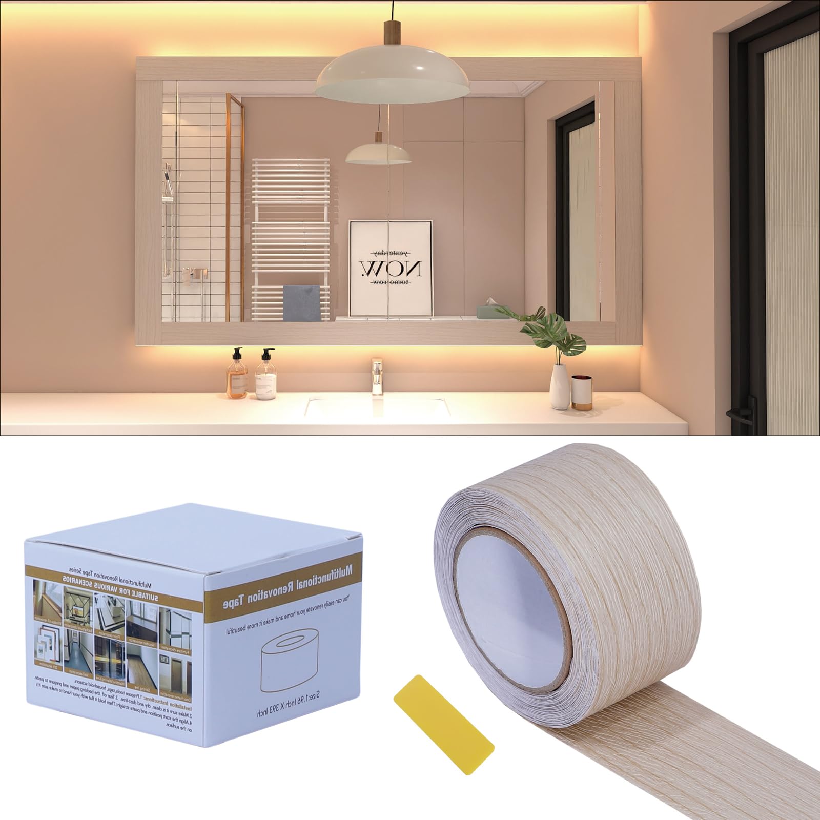 FEILAYS Wood Grain Wallpaper Border Removable PVC Waterproof Peel and Stick Wallpaper, Bathroom ...