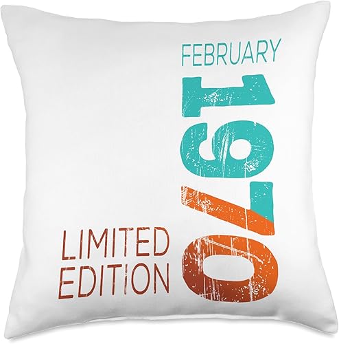 Birth February Retro Vintage 1970 Limited Edition February Year Retro Vintage 1970 Edition Throw Pillow, 18x18, Multicolor Birth February Retro Vintage 1970 Limited Edition February Year Retro Vintage 1970 Edition Throw Pillow, 18x18, Multicolor