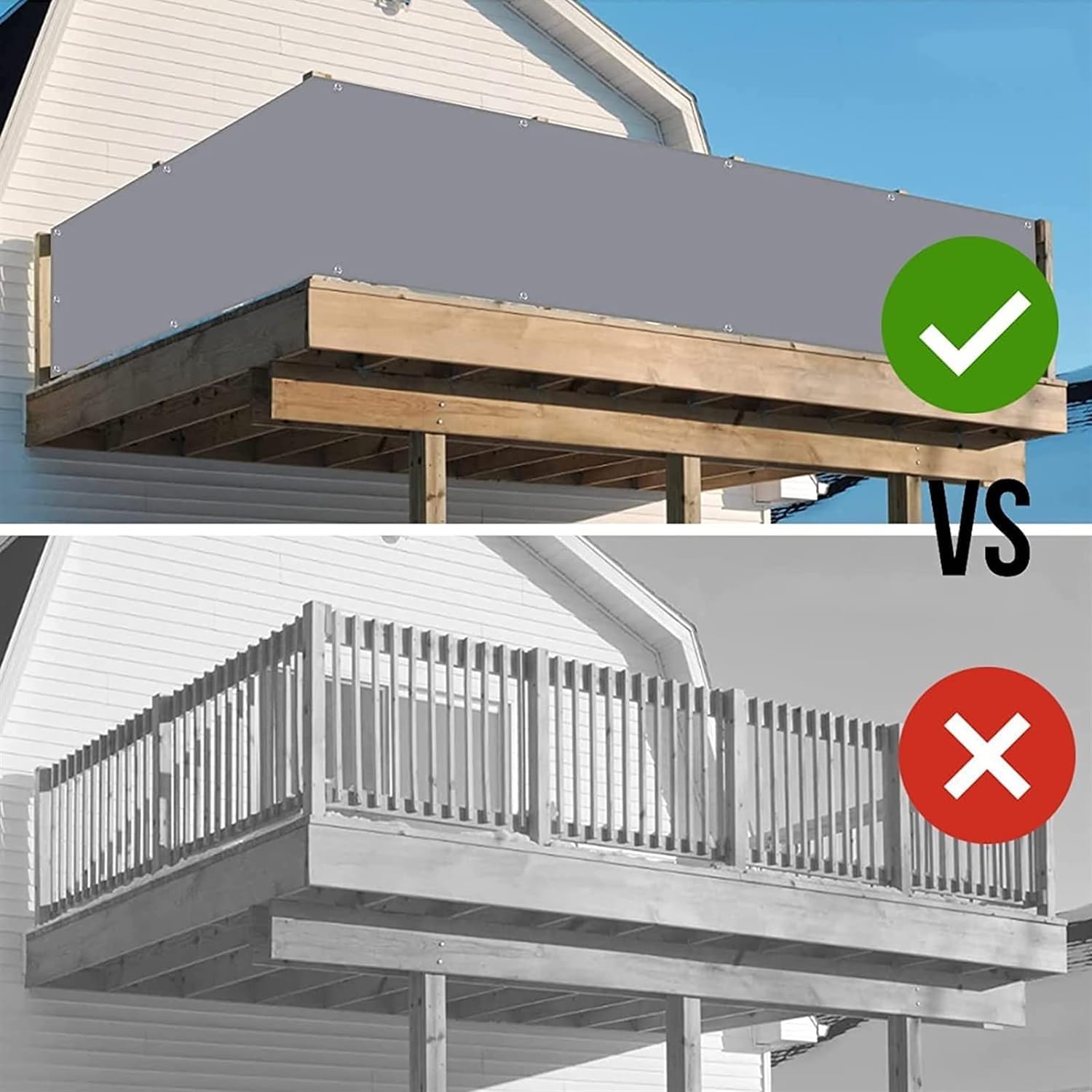 Sichtschutz Balkon 105 x 870 cm UV Und Witterungsbeständigkeit Balkonschutz Balkonabdeckung Sonnensegel Rechteckig mit Ösen Und Kabelbinder für Den Gartenzaun, Grau