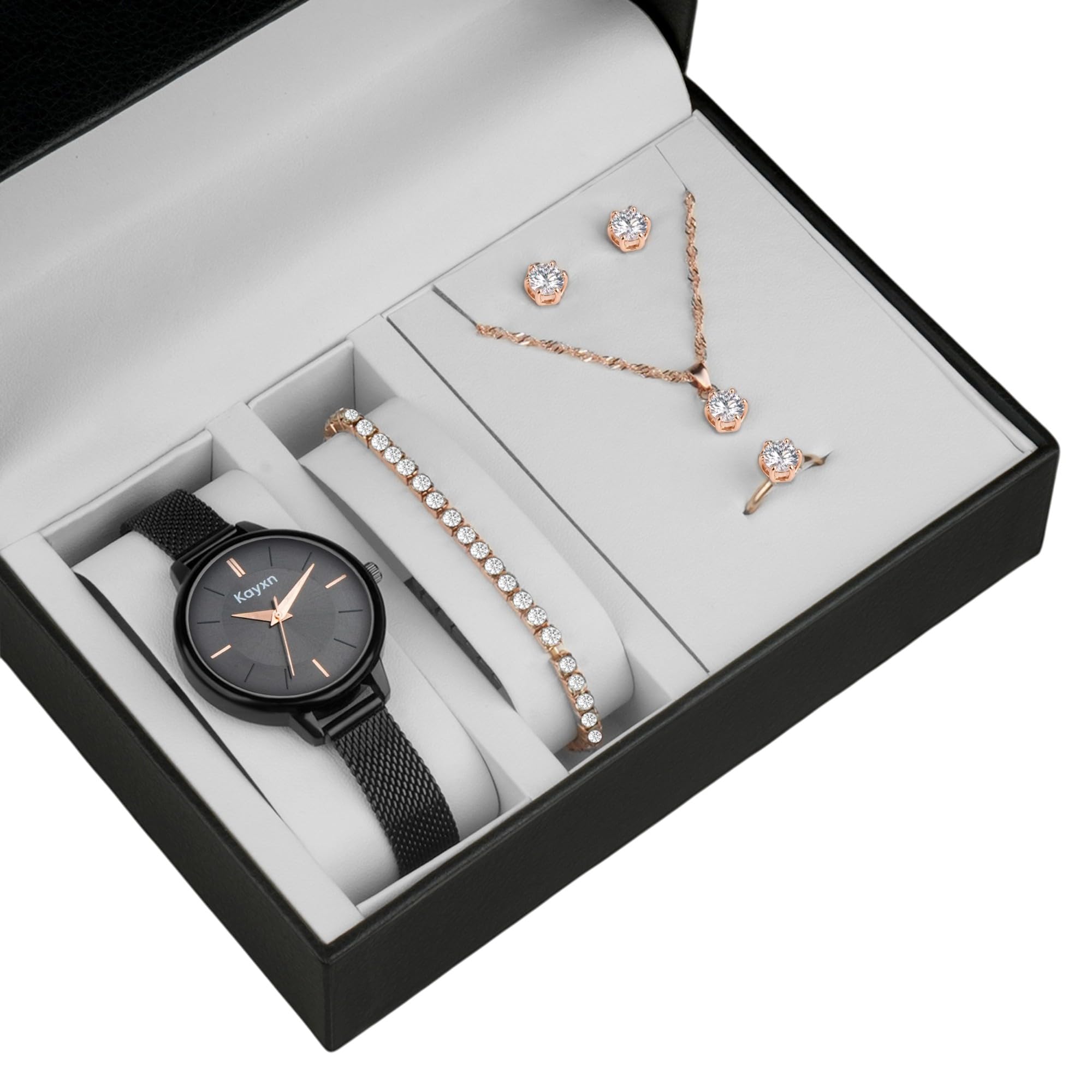 Eclipse Elegance Luxury Women Gift Set with Watch, Bracelet, Necklace, Earrings & Ring | Premium Rose Gold Jewelry Combo | Elegant Gift Box for Birthday, Anniversary & Special Occasions-image-38
