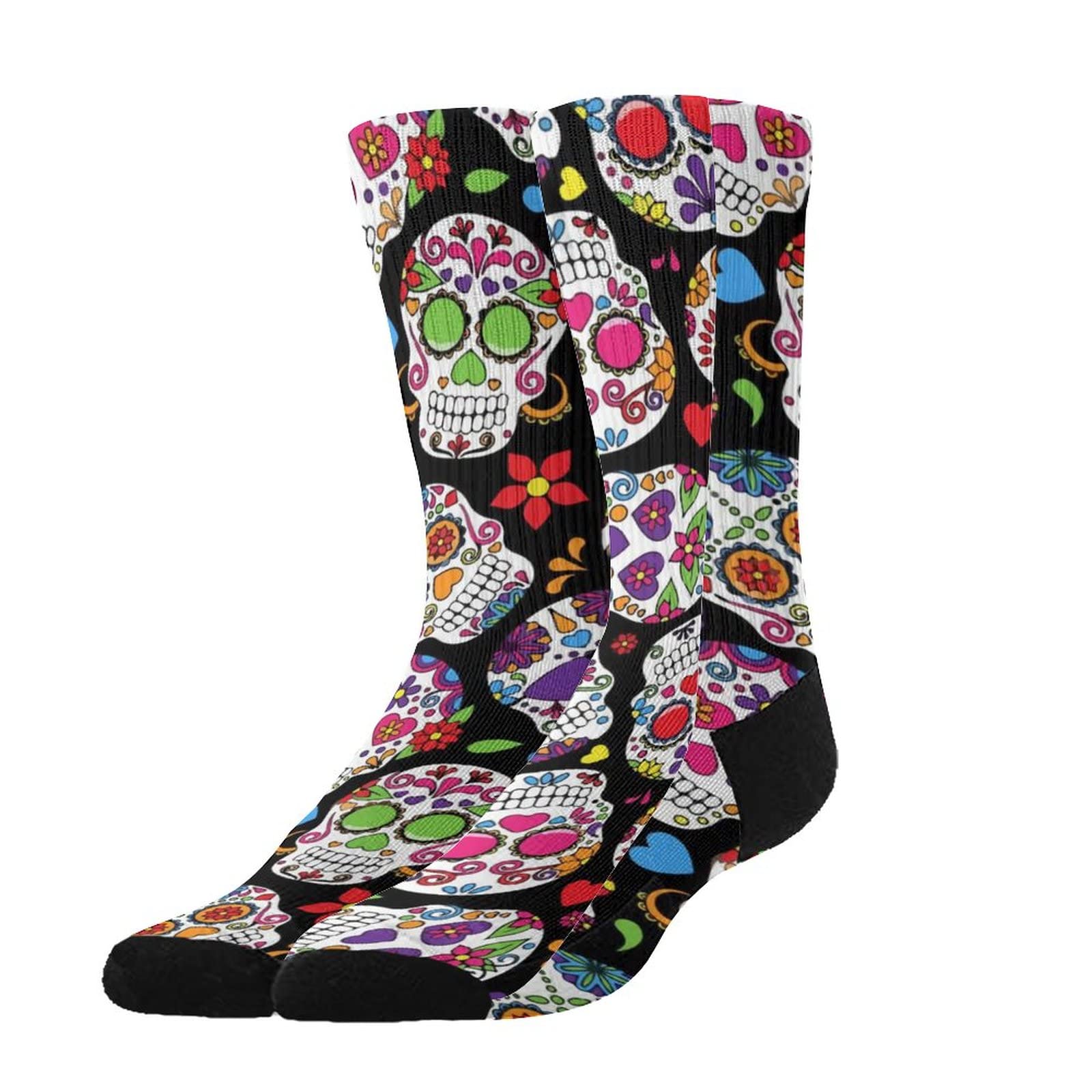 MZERSE Women's Funny Calf Socks, Winter Warm High Ankle Socks Compatible with Day Of The Dead Sugar Skulls, Soft and Elastic Summer Crew Socks for Indoor Walking Sleeping