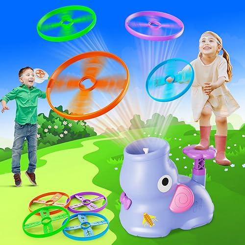 CPSYUB Juguete lanzador de disco volador para niños de 3, 4, 5, 6, 7, 8, elefante, mariposa, juguete de persecución, cumpleaños al aire libre para