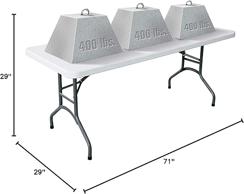 Miniatura 3 de Mesa de banquete multiusos, ligera, plegable, duradera, con base segura para eventos en interiores y exteriores, 6 pies, color blanco