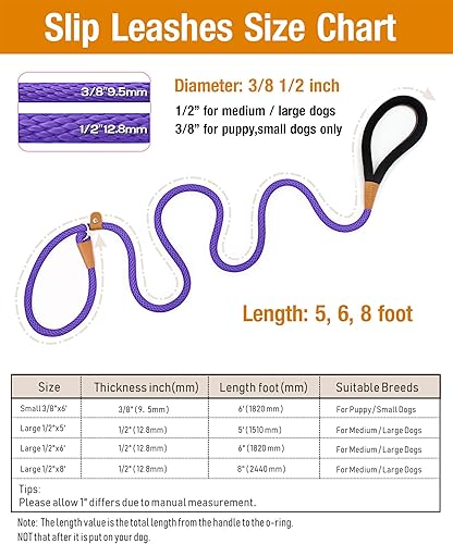 Miniatura 7 de lynxking Paquete de 2 correas antideslizantes para perros de 6 pies, resistentes y trenzadas, correas de entrenamiento para perros medianos, grandes