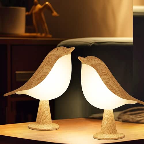 2 Pack Bird Small Desk Lamp, 2600 mAh Dimmer Kids