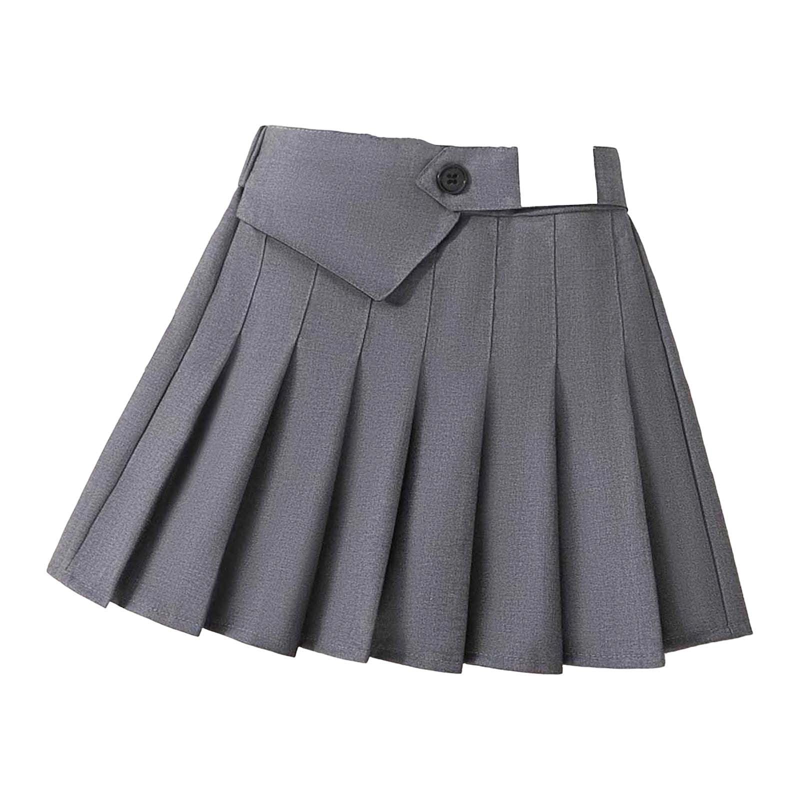 Générique Jupe d'été plissée pour Filles, Style Classique Scolaire, Jupe Courte trapèze épurée, idéale au Quotidien. (Grey, 4-5 Years)