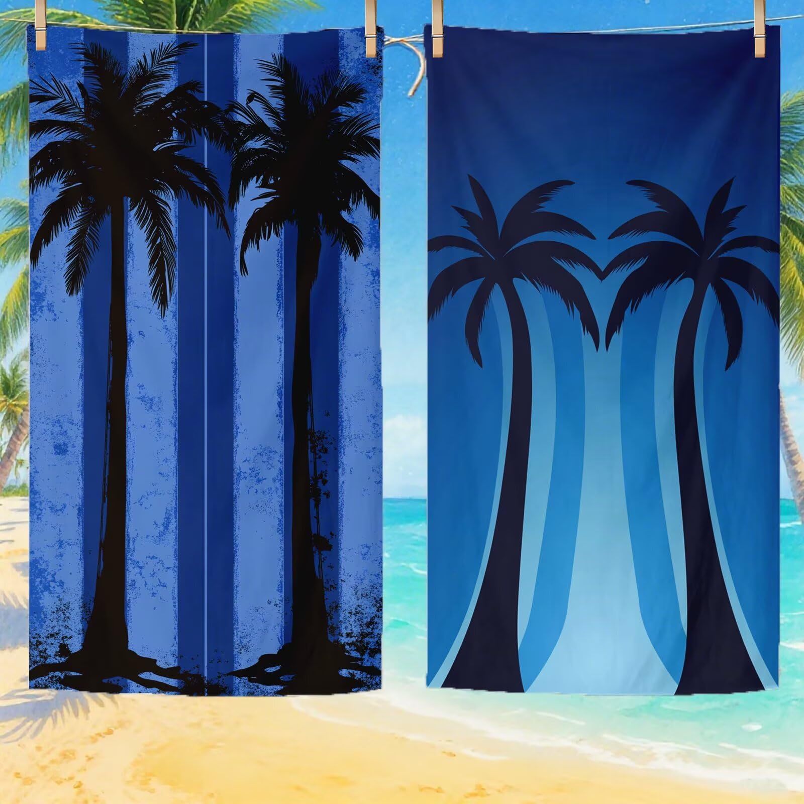 Serviette de Plage XXL 100x200 cm,Cocotier Serviette Plage Microfibre avec Séchage Rapide, Anti-Sable, Absorbante Fonction Design pour Vacances Piscine Pique-Nique Voyages Yoga, Cadeau Femme Q-623
