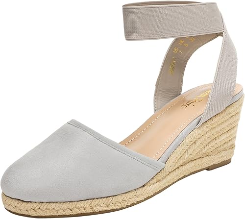 DREAM PAIRS - Sandalias de cuña con correa elástica en el tobillo, para mujer