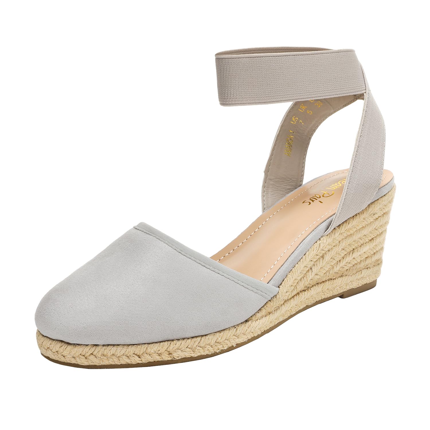 DREAM PAIRS Women's Elastic Ankle Strap Espadrilles Wedge Sandals