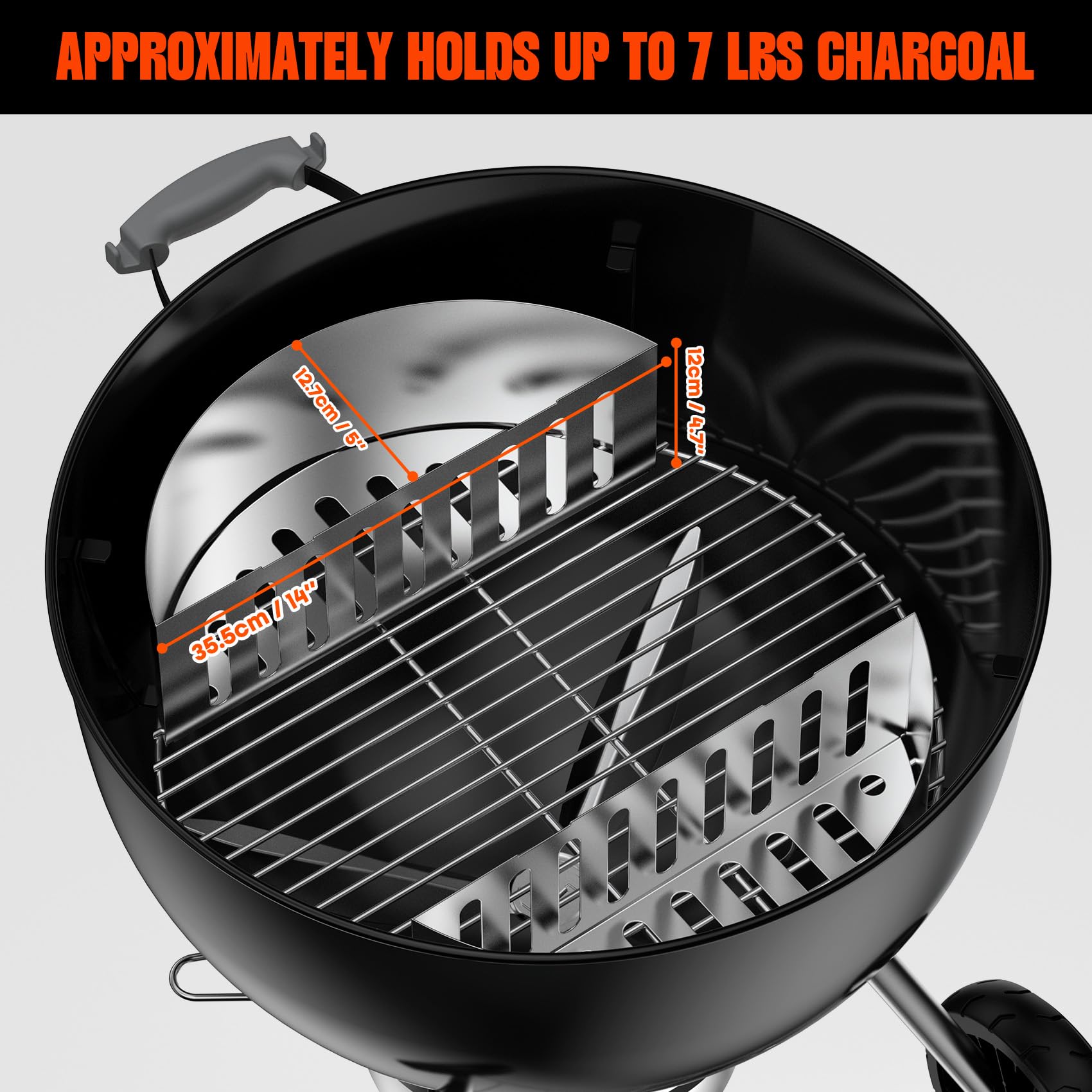 Onlyfire Cestini per carbonella sagomati in acciaio inox, adatti per barbecue a bollitore, set da 2 pezzi