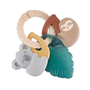 Amazon Com Itzy Ritzy Teething Keys Feature A Braided Texture Ring Keys With Mixed Textures Includes A Water Filled Leaf Silicone Sloth Koala Teether Toy Tropical Baby