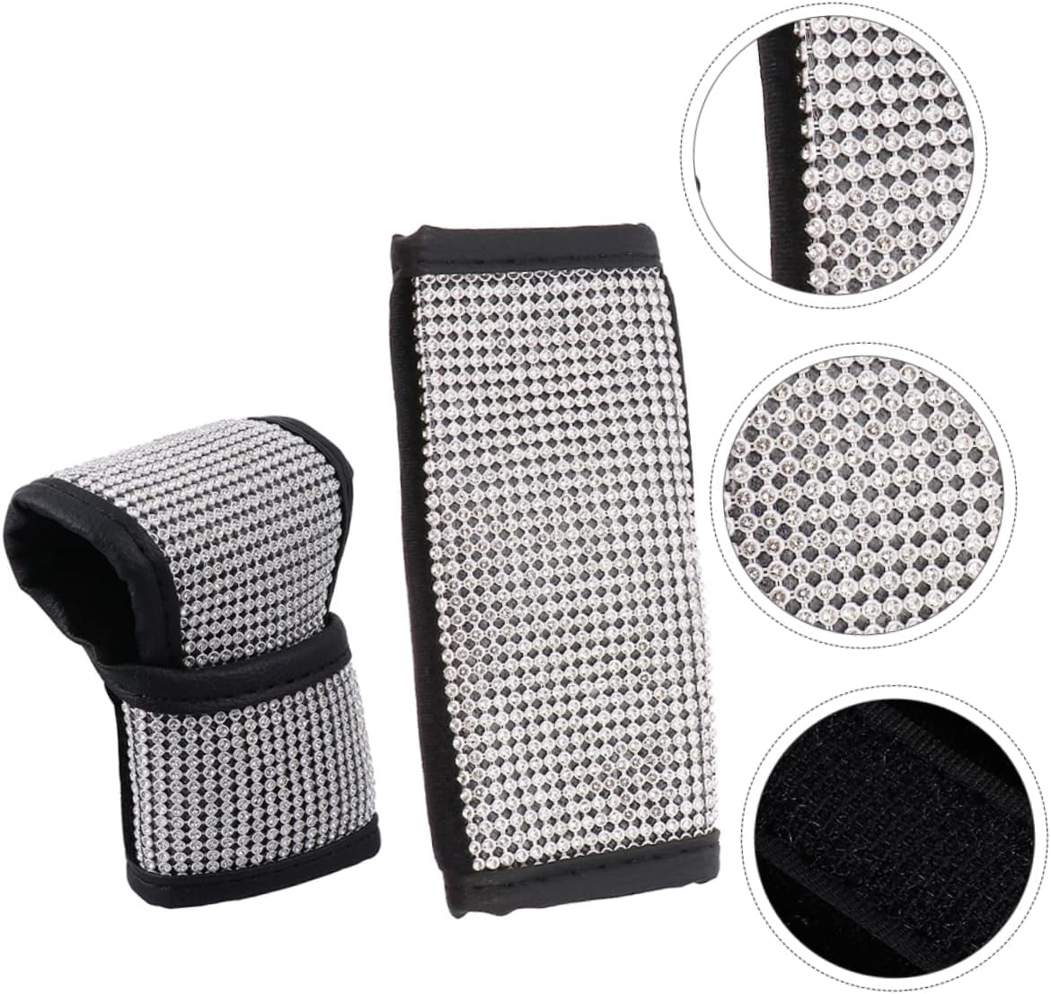 Wakauto 6pcs Diamond Gear Cover Protector for Car Pu Leather Shift Knob Stylish Easy to Clean Non-deforming Car Accessories