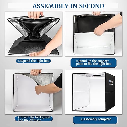 Miniatura 4 de PULUZ - Caja de luz para fotos, estudio fotográfico portátil, kit de tienda de campaña profesional atenuable de 16 x 16 pulgadas, 160 luces LED y 6