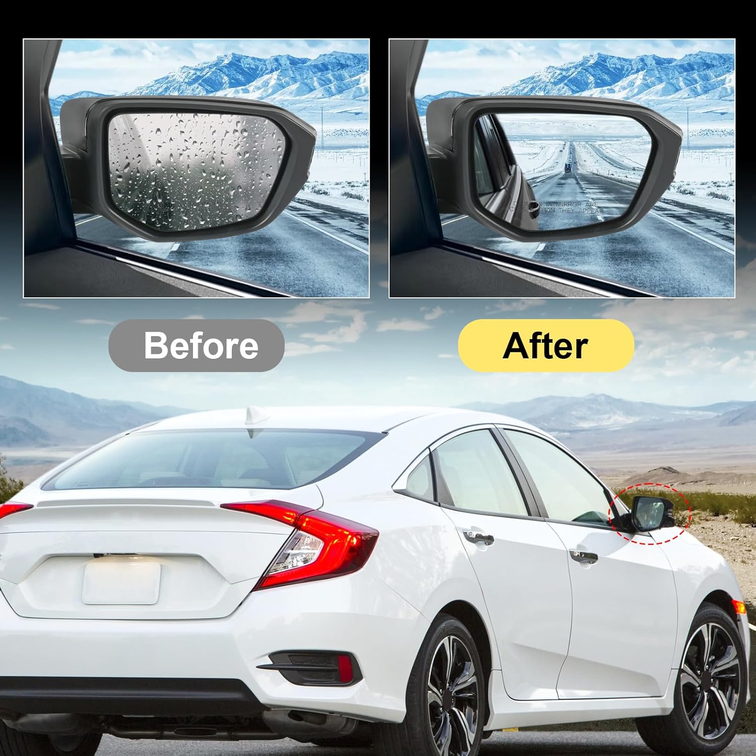 Door Mirror Right Passenger Side Replacement For Honda Civic LX SE Sport 2016-2021, Replace HO1321283 Black 3Pins