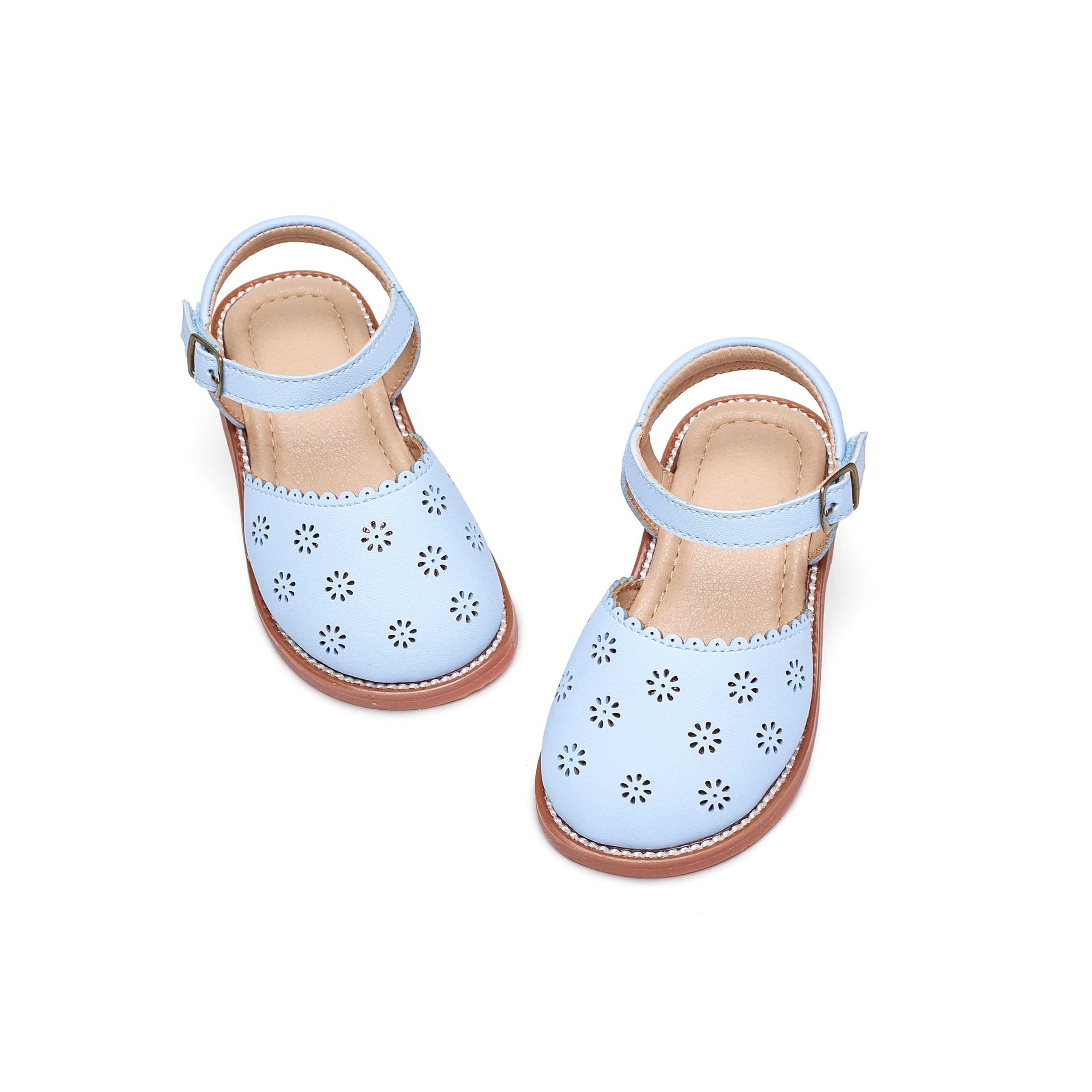 Flaryzone Toddler Girls Sandals Open Toe Flat Flower Girl Dress Shoes