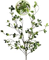 HWL 43.3 Inch Realistic Artificial Green Plant Branches - Lifelike Fake Leaves for Home Office Garden Decor (6 Pack)